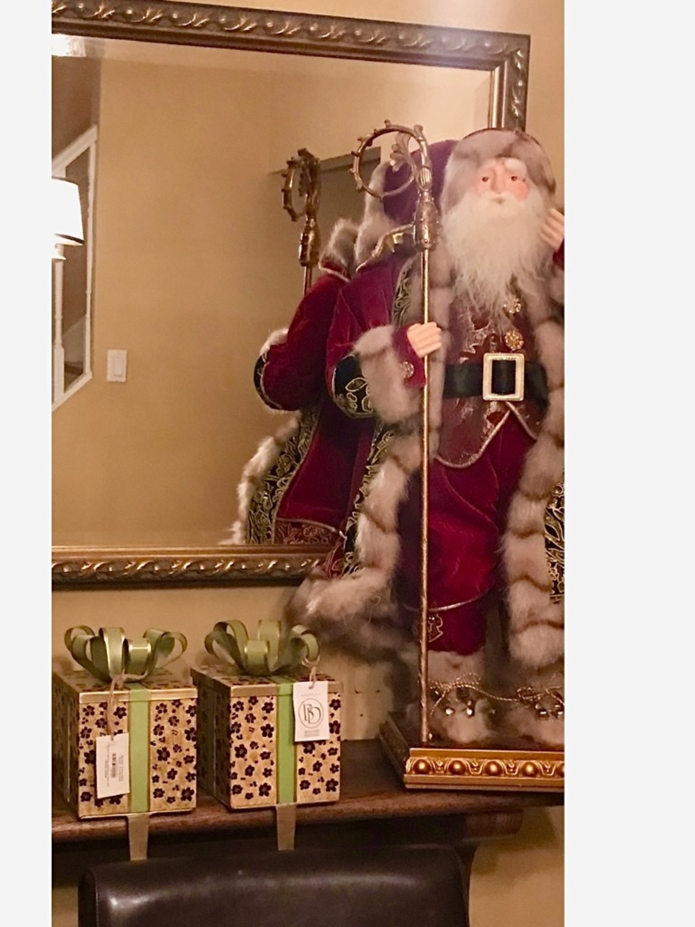 Vintage 32” Collectible The Bombay Company Old World Santa Claus Figurine